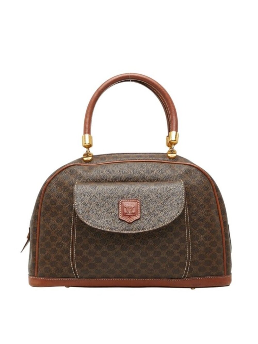 Celine Macadam Handbag Brown Leather